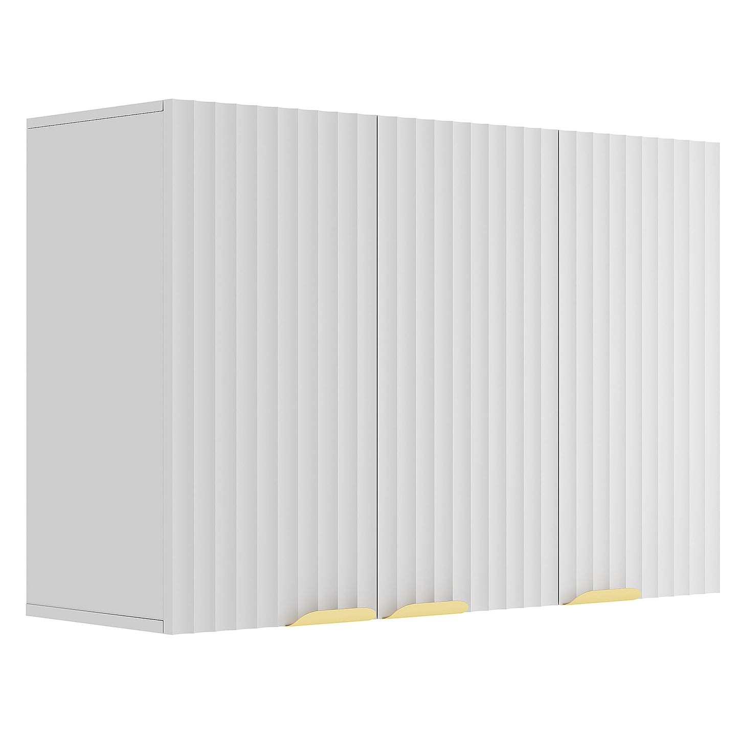 ChooChoo 3-Door Bathroom Wall Cabinet, Fluted Kitchen Wall Cabinet with Adjustable Shelf, Wall Mounted Storage Cupboard for Bathroom, Laundry Room, Entryway, Garage, White