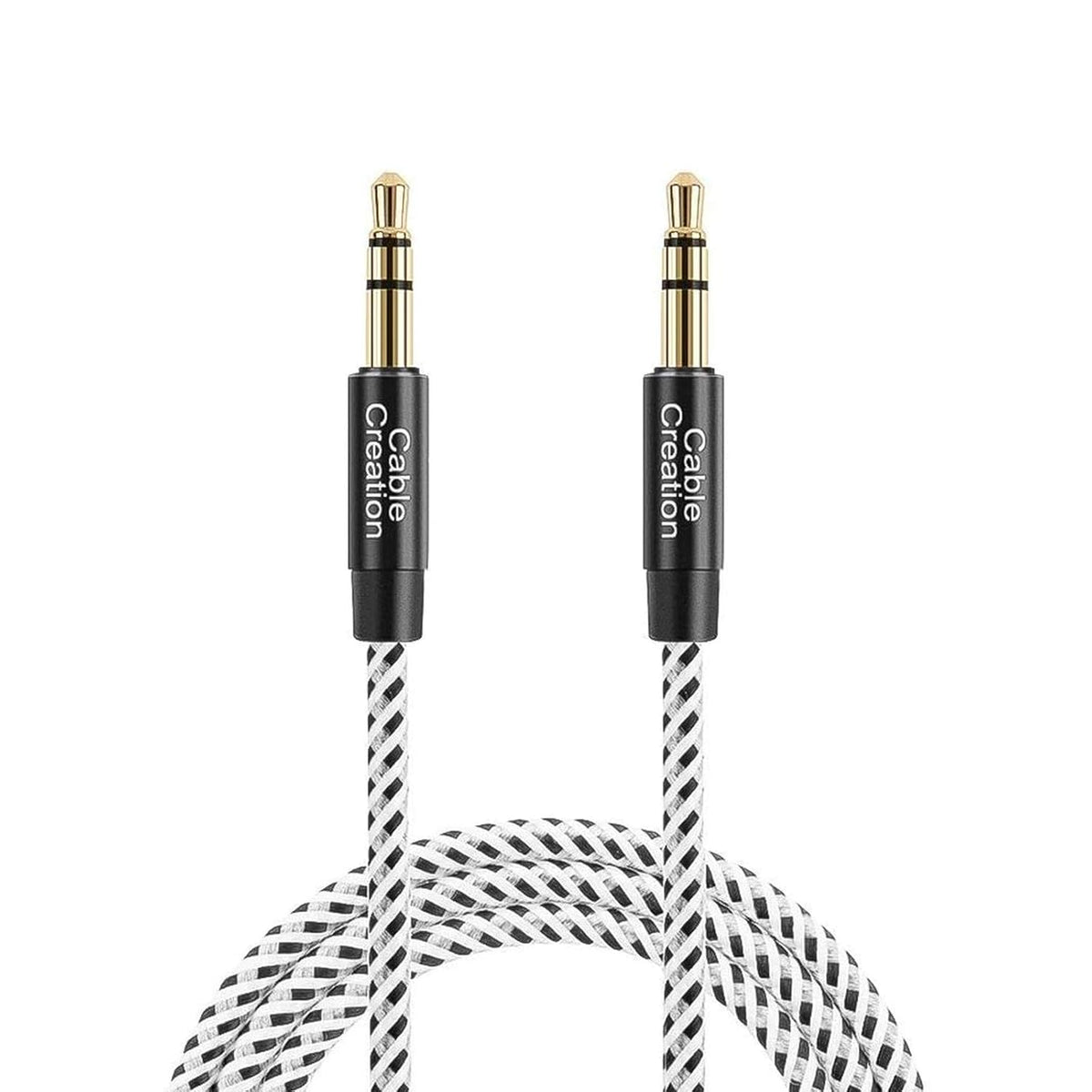 3.5mm 0.45meter(18inches), 1/8 CableCreation Aux Cable Short Male to Male Audio Auxiliary Cord Braided Hi-Fi Sound
