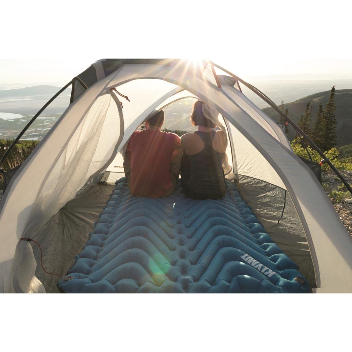 KLYMIT Double V Inflatable Sleeping Pad | Thick, Lightweight, Easy to Inflate, Foldable Air Bed Mattress for Camping & Backpacking