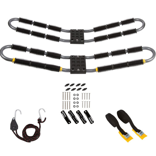 Suspenz Kayak Roof Rack with Tie Down Straps, EZ Roller V-Rack Car Top Carrier Mount for Kayak Canoe SUP (44-0166)