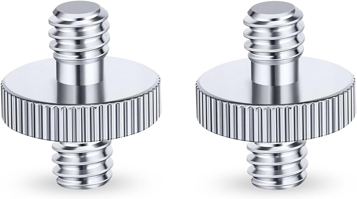 LANXIRE 1/4" 1/4" 2 Packs Male to Male Threaded Tripod Screw Adapter, Double Head Stud Mounting Thread Converter