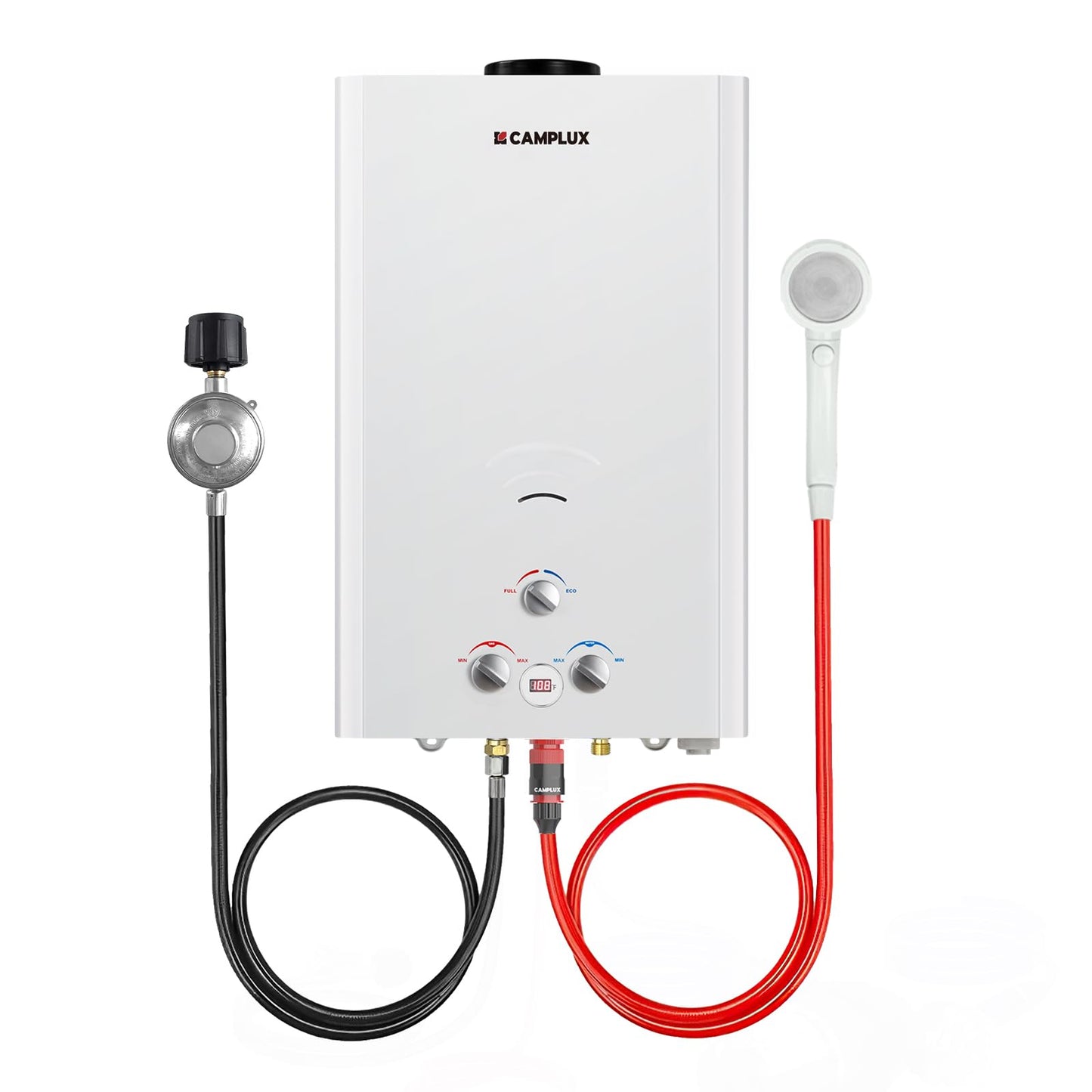 CAMPLUX Outdoor Tankless Water Heater Propane, 4.22 GPM Propane Tankless Water Heater, 16L Outdoor Water Heater for Camping, Remote Cabins, Tiny House & Mobile Home, 110,000 BTU, BW422