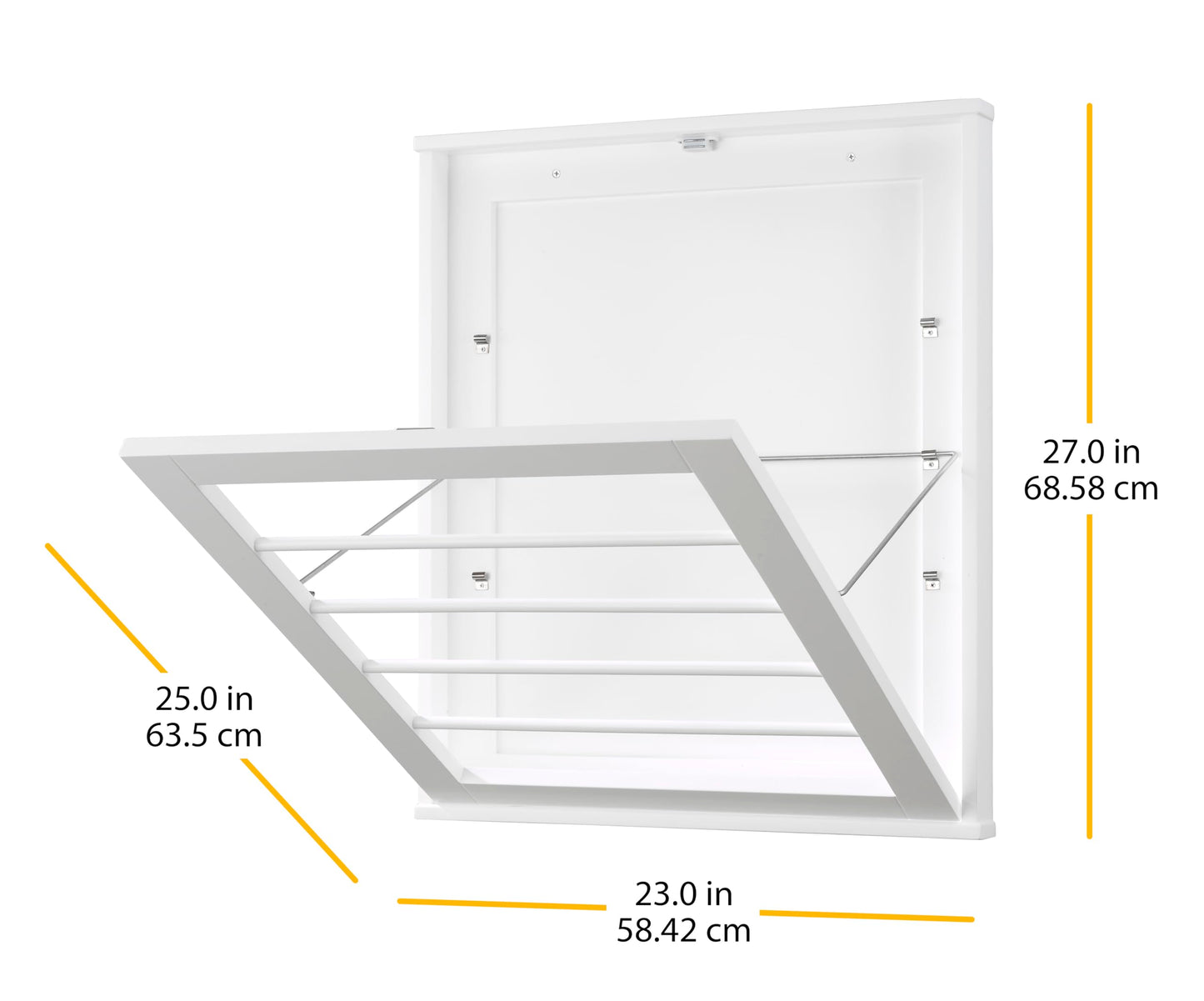 Whitmor MDF, Wood, Steel Wall Mounted Drying Rack for Storage, White