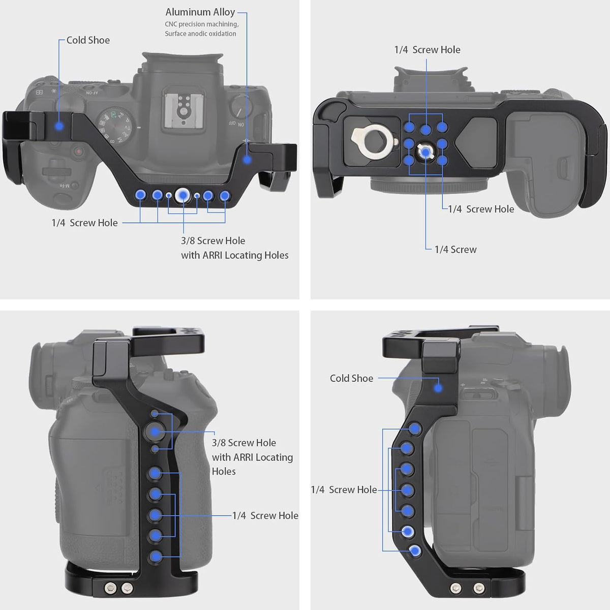 Leftfoto R5 R6 Camera Full Cage for Canon Mirrorless,Extension Mount Microphone Fill Light Bracket Filming