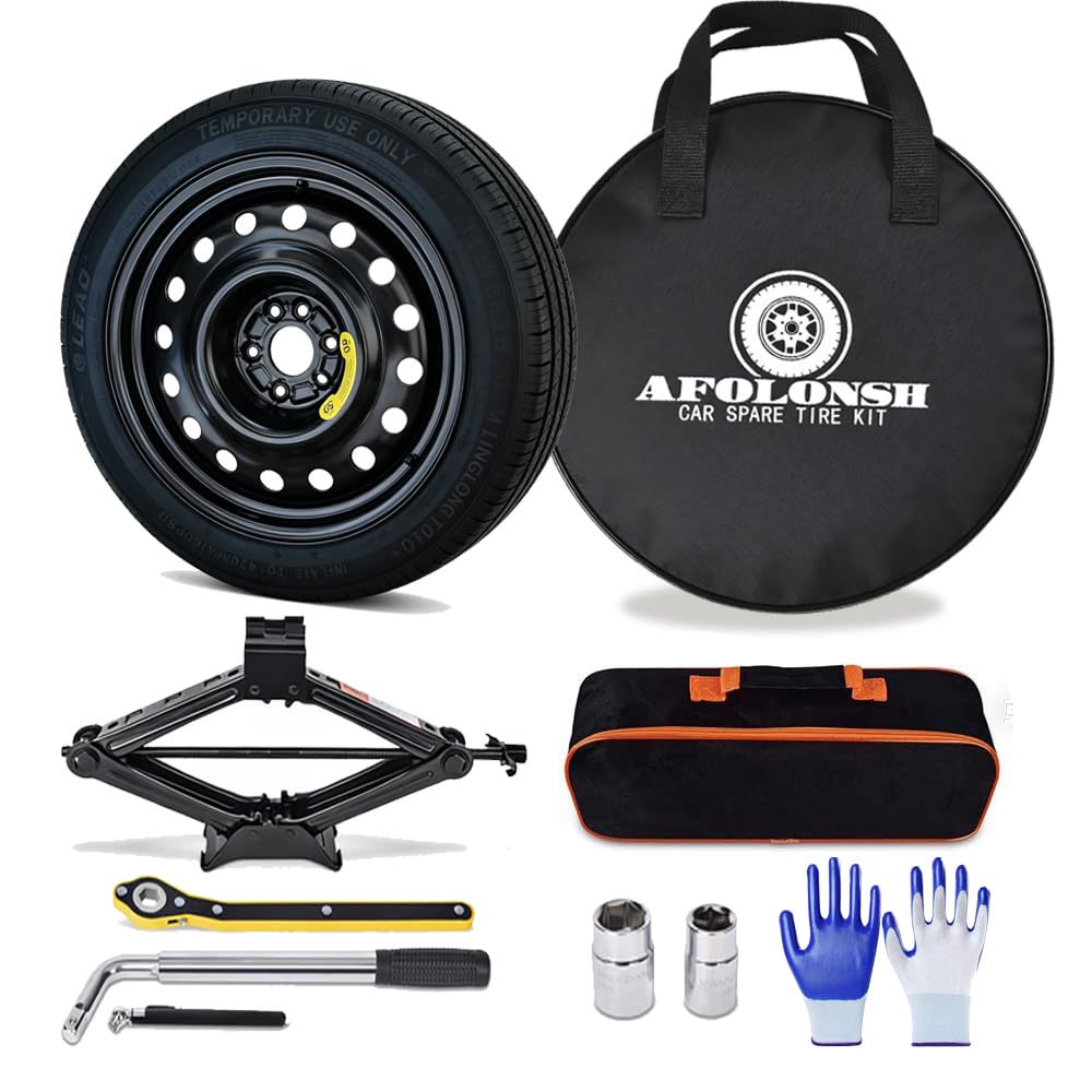 Afolonsh Spare Tire Kit Compatible with 2023-2026 Toyota Corolla Cross (Including Hybrid)| 145/85R18 Spare Wheel on 18x4 Rim 5x114.3 Bolt Pattern | Includes Car Jack Kit & Tire Carrying Case