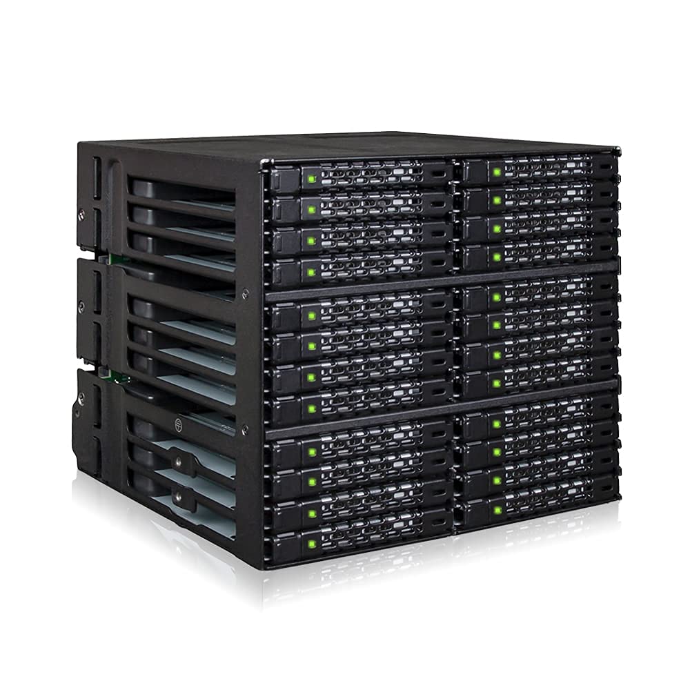 ICY DOCK Rugged 24 x 2.5 SAS/SATA HDD/SSD Mobile Rack Enclosure for 3 x 5.25 Bay (6 x Mini-SAS HD) | ToughArmor MB924IP-B