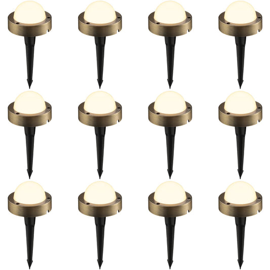 LEONLITE 12-Pack LED Pathway Lights Low Voltage, 12V-24V LED Well Lights Landscape, UL Listed, IP65 Waterproof, Aluminum, 2700K Soft White, Cast-Aluminum