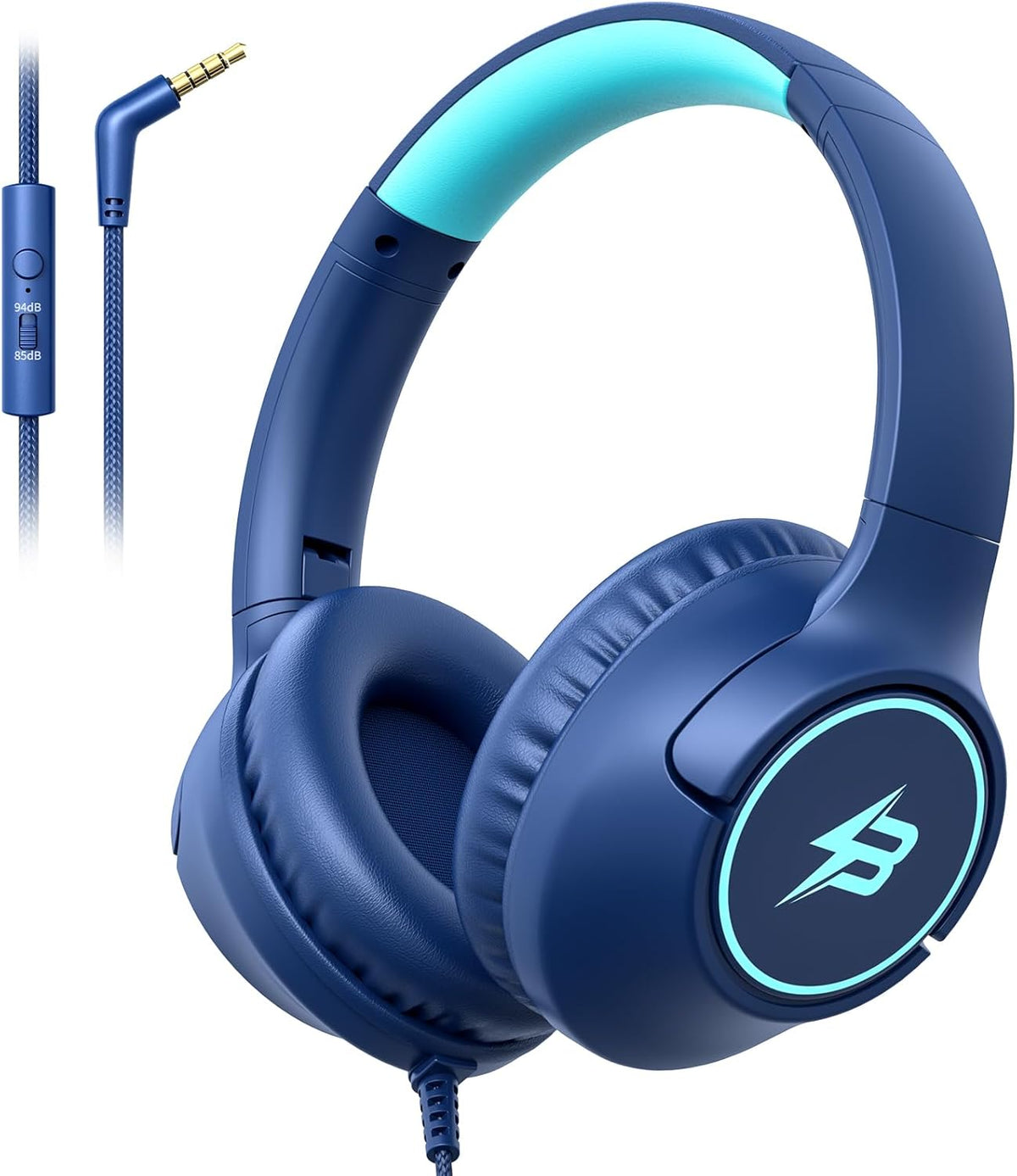 85/94dB 3.5mm Kids Headphones Wired for School, Volume Limit, Wired Over Ear Headphones for Kids Boys Girls