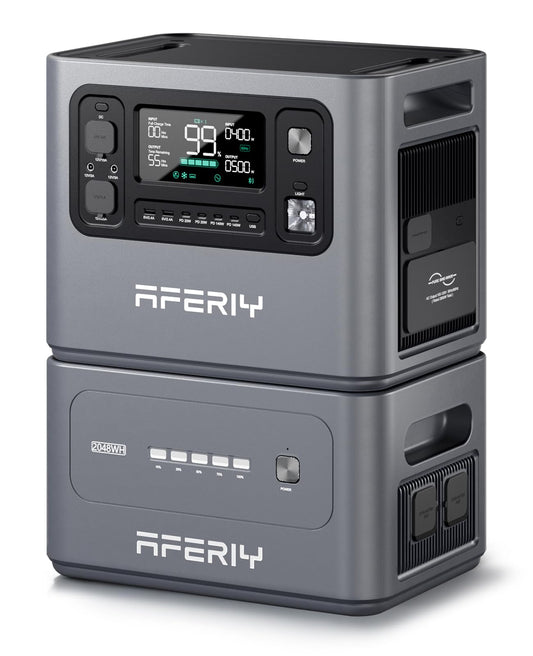 AFERIY 4096Wh Portable Power Station,P280 with 1 Extra Battery,120V 2800W Expandable Capacity LiFePO4 Battery Backup,Solar Generator for Home Use,Outdoor Camping,Power Outage,Camping,RV,Emergencies