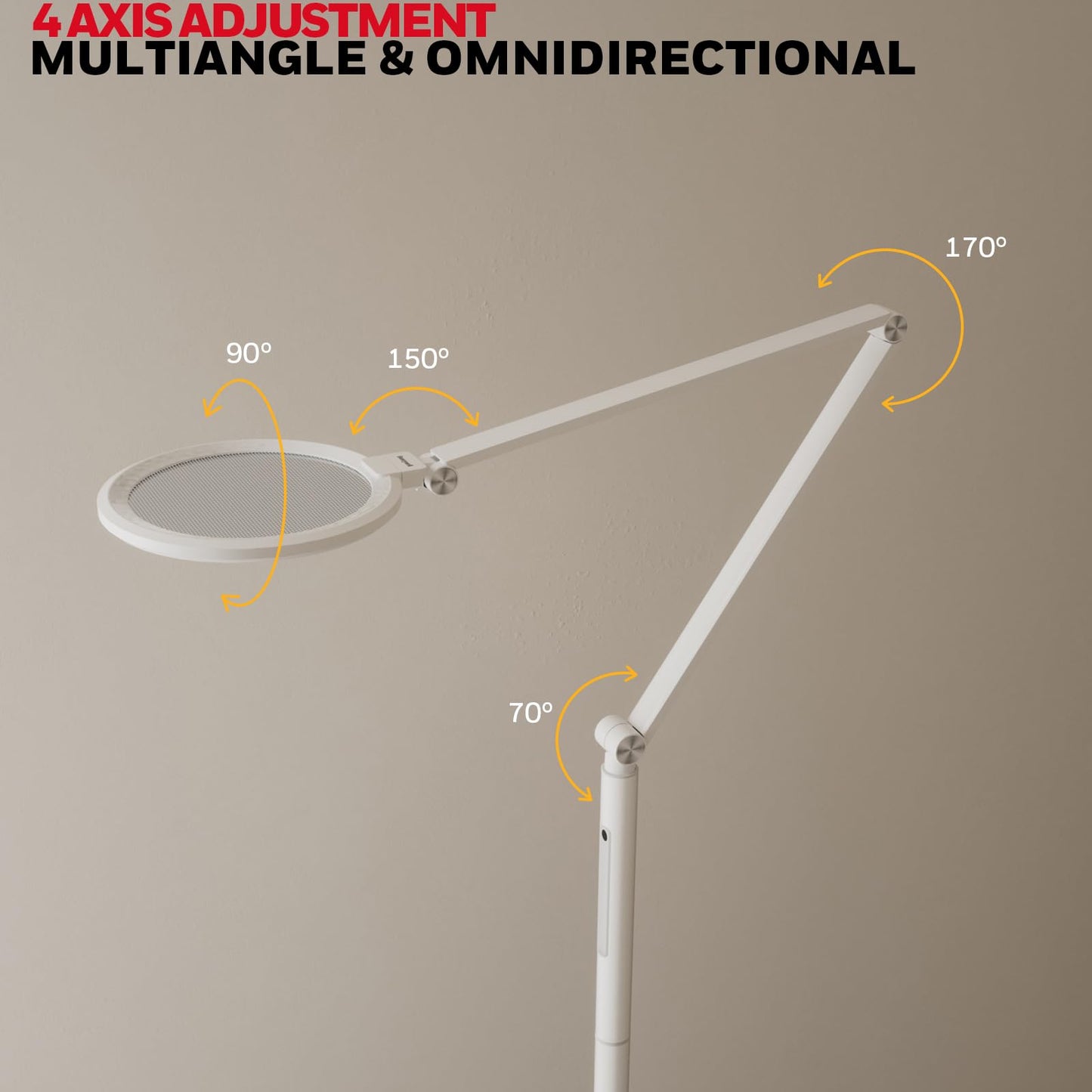 Honeywell LED Floor Lamp - F01WT Sunturalux™ Eye Caring Dimmable Standing Light with Remote,Bright Natural Daylight 5 Colors & 5 Brightness Adjustable Tall Lampara for Home Office Living Room Bedroom