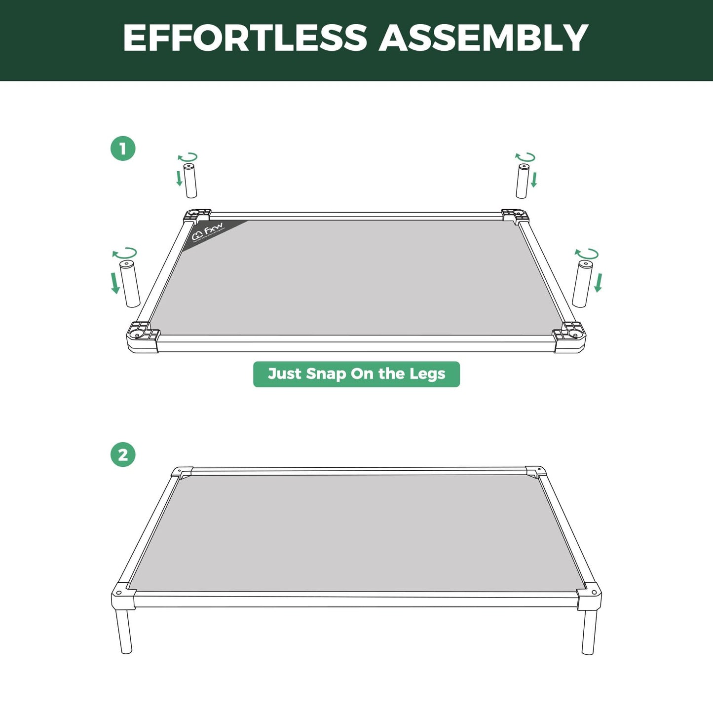 FXW TitanNest Chew-Proof Elevated Dog Bed, Raised Cot for Indoor/Outdoor/Camping Use, Durable & Waterproof Cooling Pet Bed for Extra Large Dogs, 56.0" L x 31.0" W x 7.3" H, Black