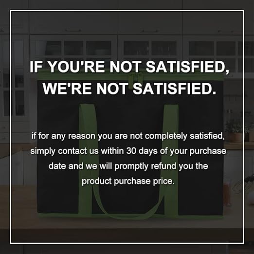 Bodaon 3-Pack Insulated Pizza Delivery Bags, X-Large Reusable Grocery Shopping Bags, Black with Green Edge