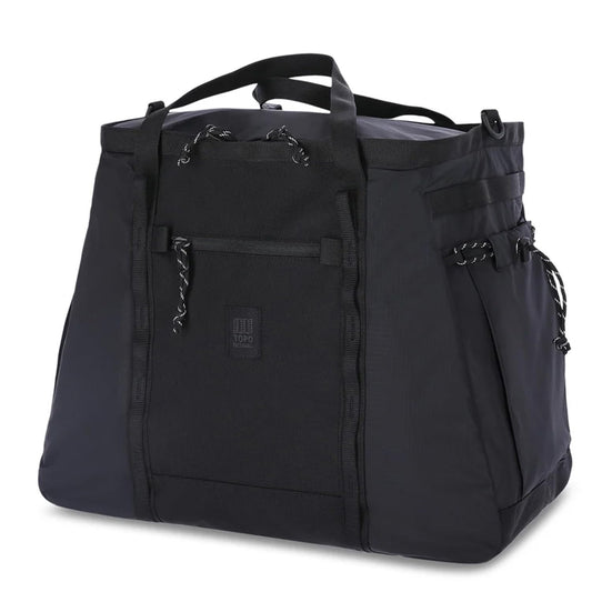 Topo Designs Mountain Gear Bag, Enormous Tote Style Free Standing Bag, Recycled Nylon, Abrasion Resistant (Black/Black)