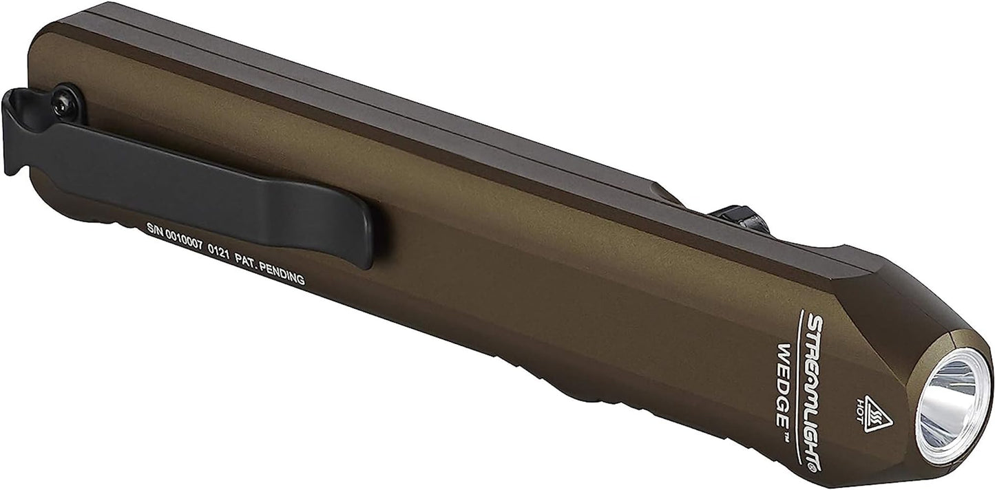 Streamlight 88811 Wedge 1,000-Lumen Max 300-Lumen Standard 1,200-Candela Flat Everyday Carry Flashlight, Includes USB-C Cable and Lanyard, Coyote