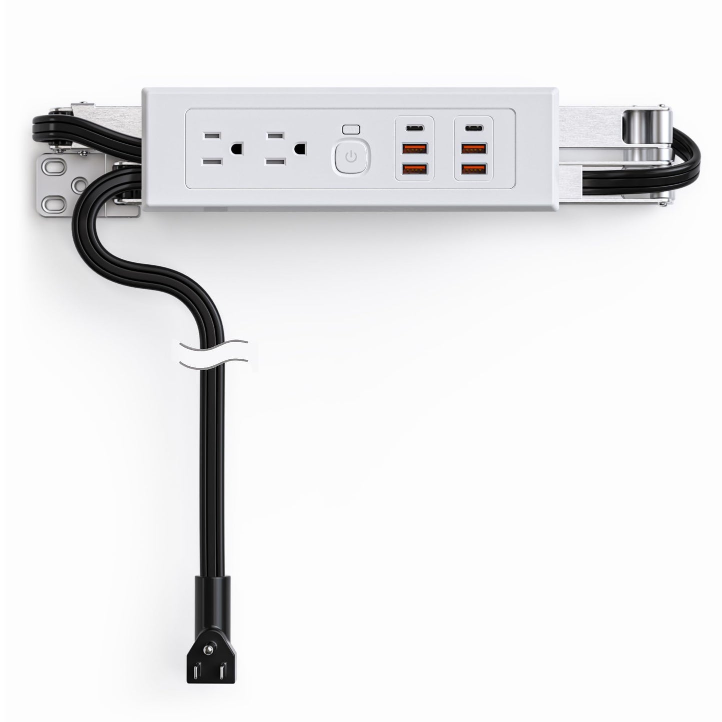Drawer Outlet Kit PD30W USB-C Fast Charging Station USB Power Cabinet Plug Charging Strip Recessed Vanity Table Box Desk Nightstand Mount Organizer, 14 AWG Power Cable for Kitchen Bedroom-White
