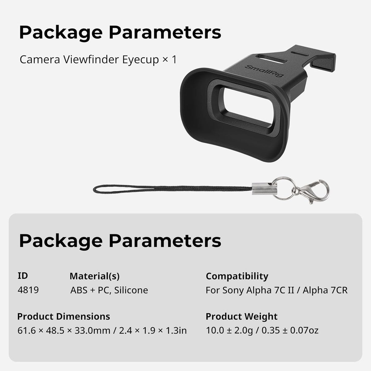 SMALLRIG A7CII A7CR 7C 7CR 4819 Camera Viewfinder Eyecup, Viewfinder Eye Cup with Small Lanyard, Soft Silicone