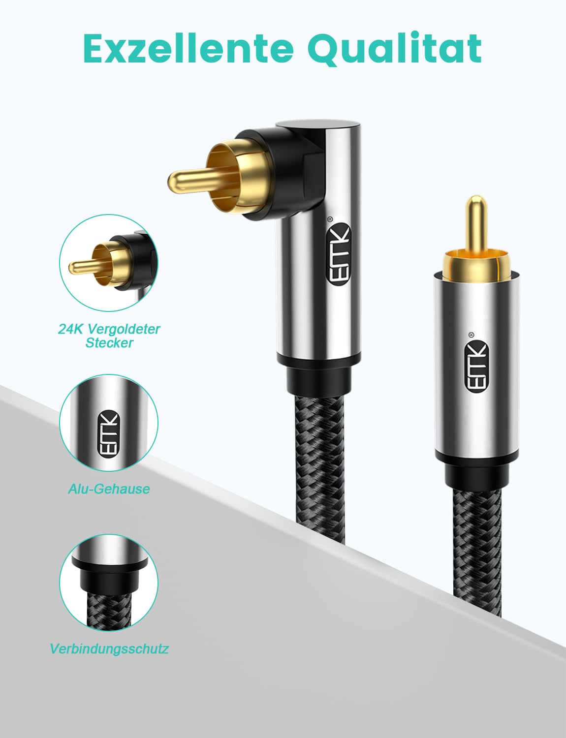 90 (90 26FT/8M) EMK Degree Subwoofer Cable,RCA Male to Male Digital Coaxial Audio Cable for Television, DVD Player