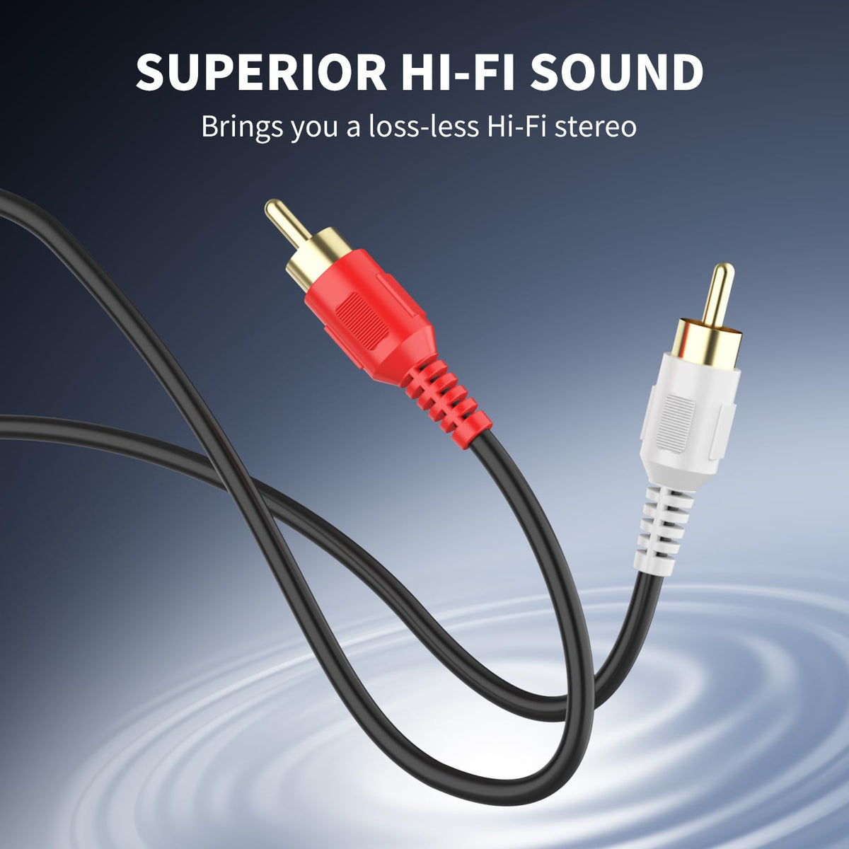 Abireiv 50ft,2RCA [24K 2RCA 2RCA RCA Cable M/M Stereo Audio Cable Gold Plated | Copper Core] Male to Male.for Home
