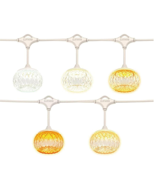 Claymore Cadena 7 String Lights - LED Outdoor String Lights for Halloween Decorations, Camping, Glamping, Backyard Parties, Events & Garden Decor. 4 Color Temperatures.