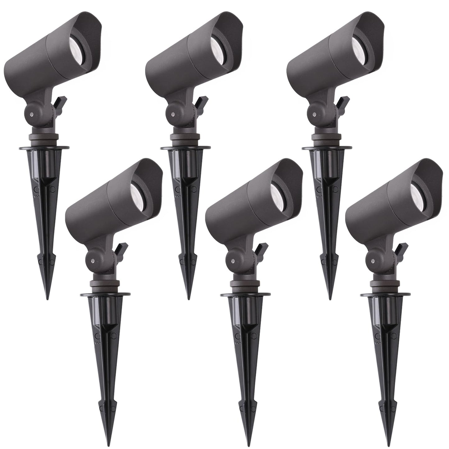 E ENERGETIC LIGHTING LED Landscape Lights with Connectors, 12V Low Voltage, Warm White 3000k, 4W, 175LM, Outdoor Waterproof Garden Pathway Lights Wall Tree Flag Spotlights with Spike Stand, 6 Pack