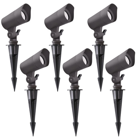 E ENERGETIC LIGHTING LED Landscape Lights with Connectors, 12V Low Voltage, Warm White 3000k, 4W, 175LM, Outdoor Waterproof Garden Pathway Lights Wall Tree Flag Spotlights with Spike Stand, 6 Pack