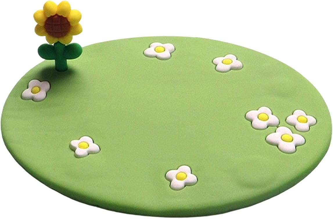 GAOLAOSY 4" 3.2" Car Dashboard Non-Slip Mat, Multifunctional Adhesive Gel Pad for Car Interior, Cute Flower Sticky Dash