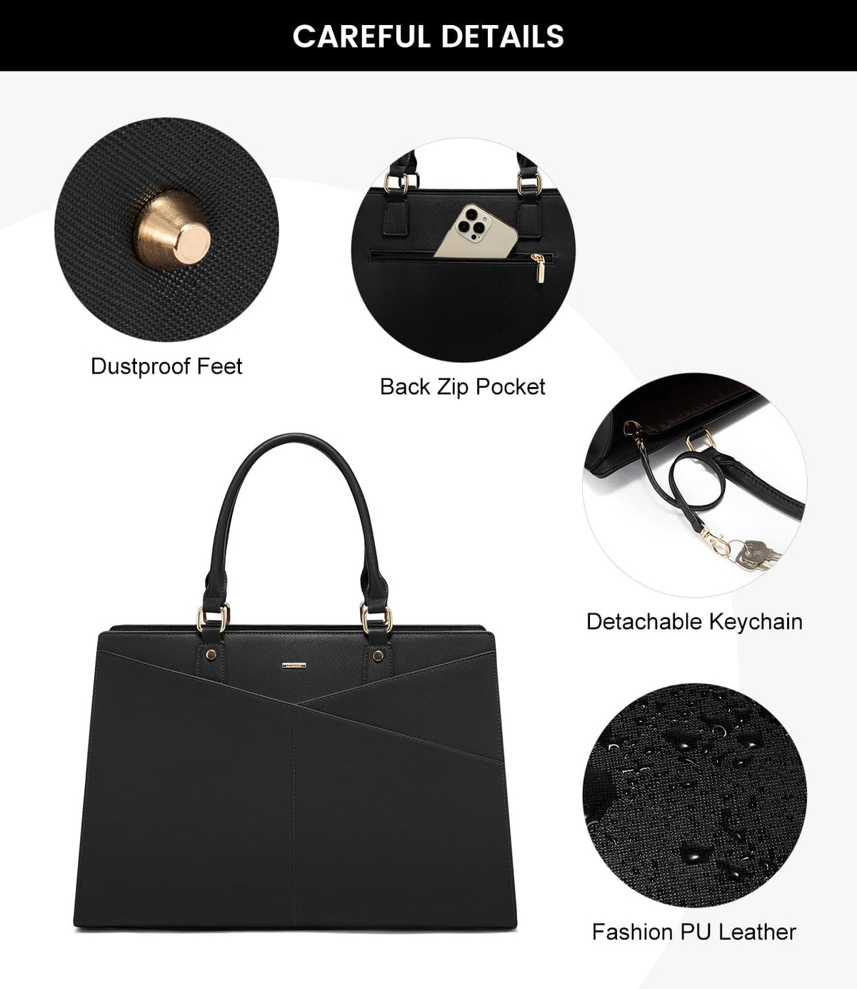 LOVEVOOK 17.3 Inch Laptop Tote Bag for Women, Leather Business Office Work Bag Computer Briefcase with Small Clutch fit