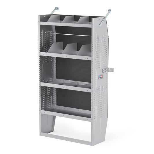 AA Products SH-6003 Steel Mid/High Roof Van Shelving Storage System Fits Transit, NV, Promaster and Sprinter, Van Shelving Units, 32''W x 60''H x 13''D