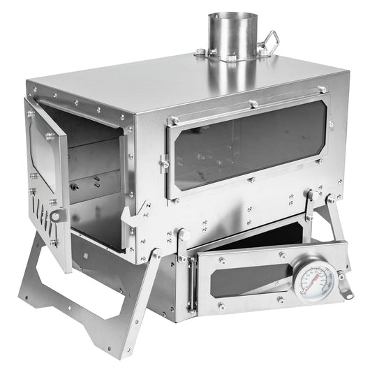 Trekrevive Magma Mini Titanium Tent Stove with Removable Oven, Secondary Air Intake, Lightweight and Portable, Titanium Camping Stove Used for Backpacking, Tent Heating, Cooking Baking