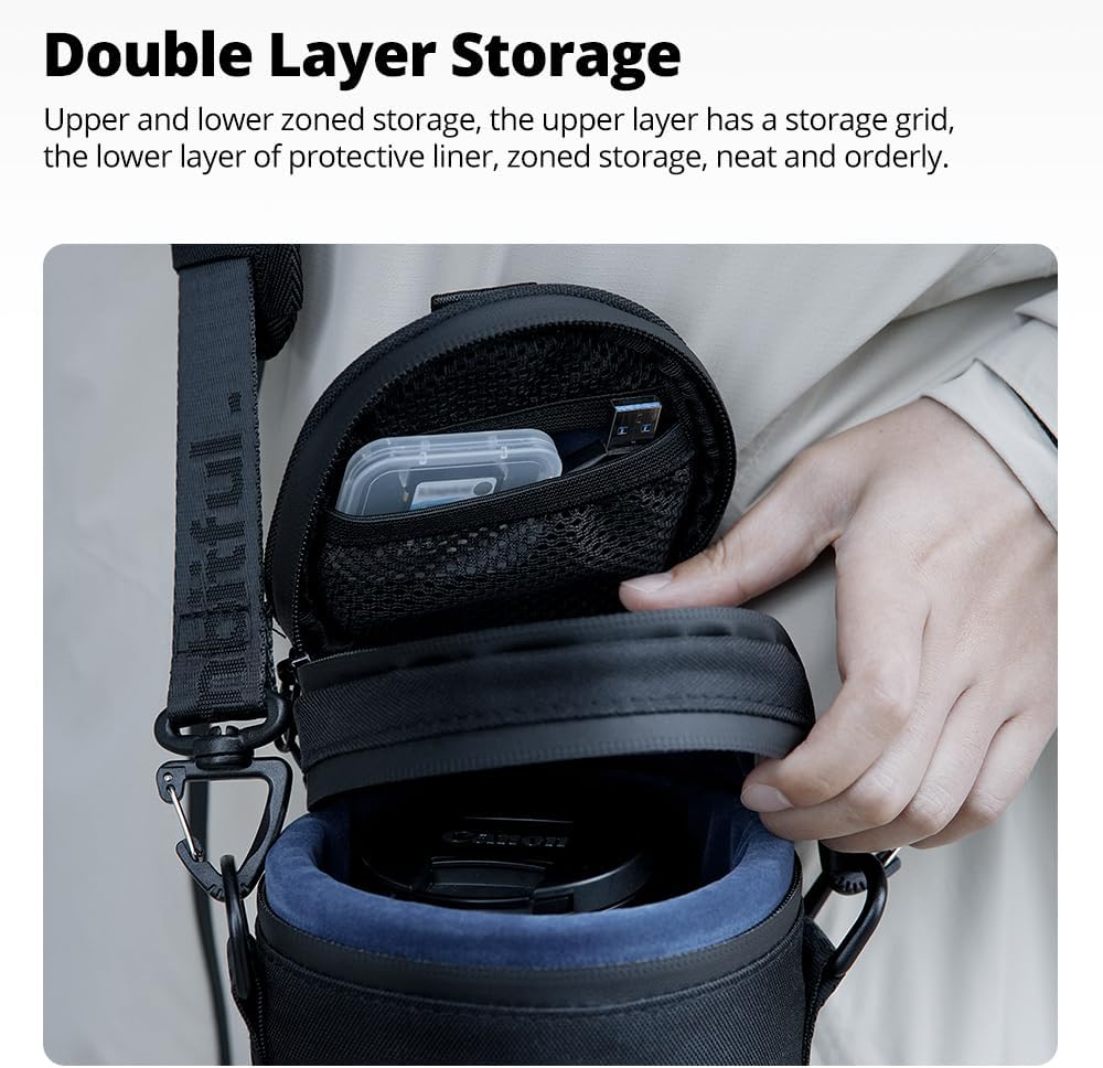 80 135 mm (3.15 5.31 AMBITFUL Thick Camera Lens Pouch Case, Water/Dust/Shock Protection Lens Pouch for DSLR Camera Lens
