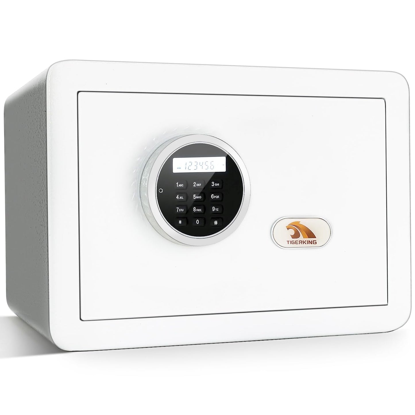 TIGERKING 1.2 Cu Ft Small Safe Box, White Security Safe with Digital Keypad, 2-Bolt Anti-Theft Locking Bolts, Removable Shelf, Easy Setup for Closet, Apartment, Dorm, Home Office