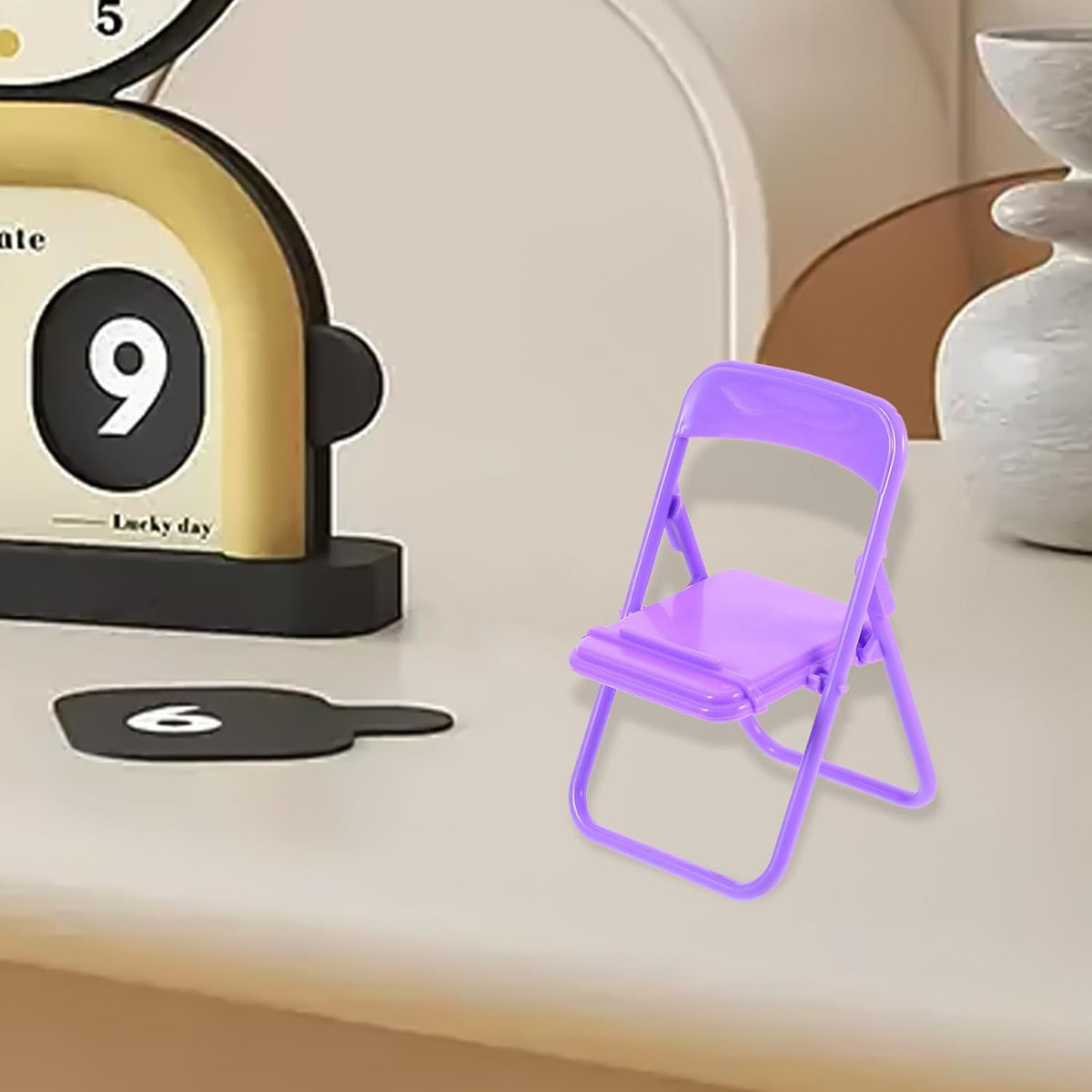 DOITOOL 10-Pack Cartoon Design Foldable Chair Phone Stand - Portable Purple Holder