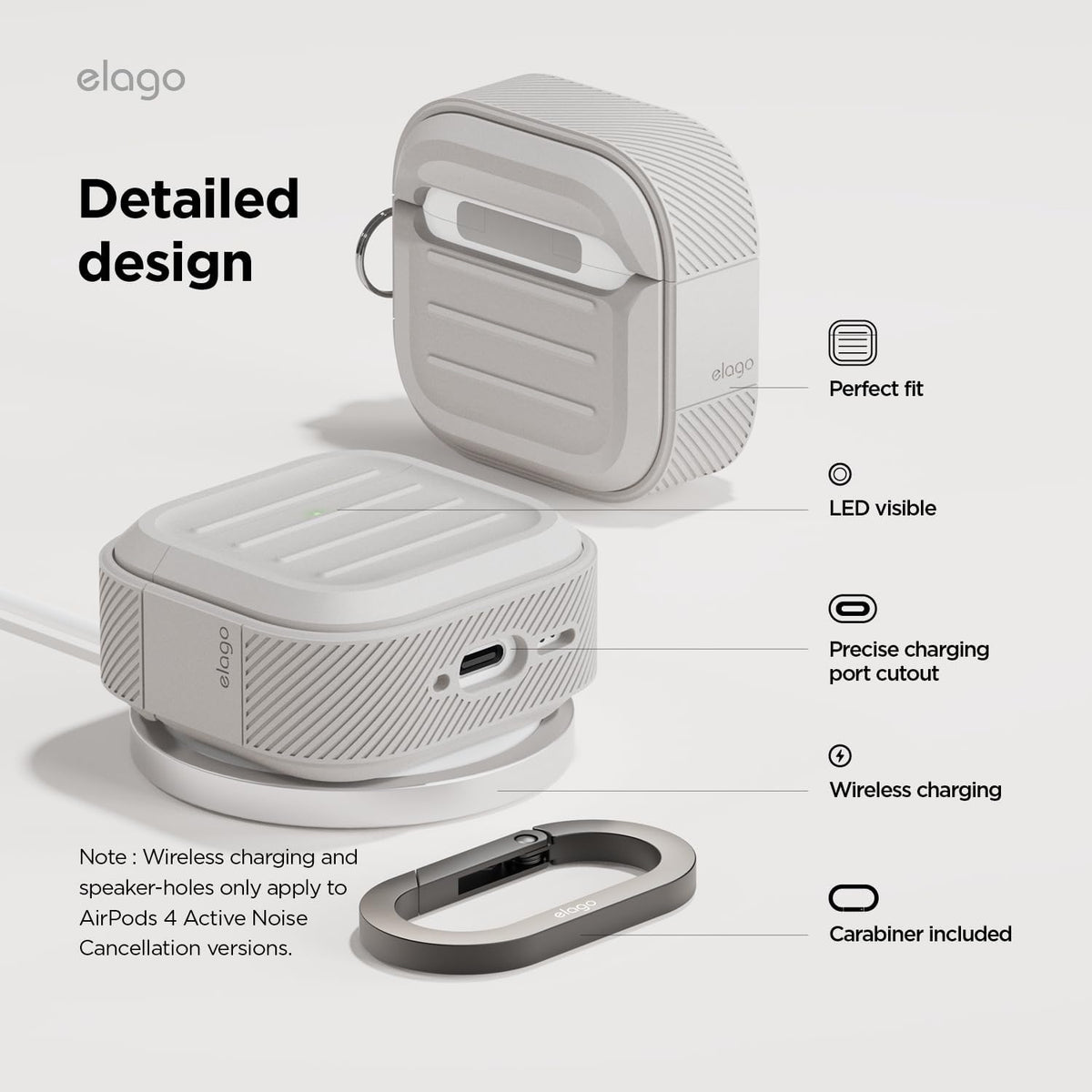 elago 4 4th Armor Compatible with AirPods Case - for AirPods Generation Cover, Carabiner Included, Supports Wireless