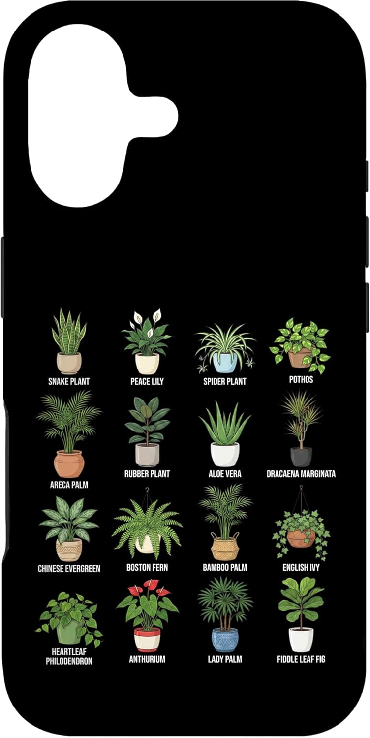 Educational Science Ideas 17 Air-Purifying Houseplants in Pots Chart Botanical Guide Case for iPhone