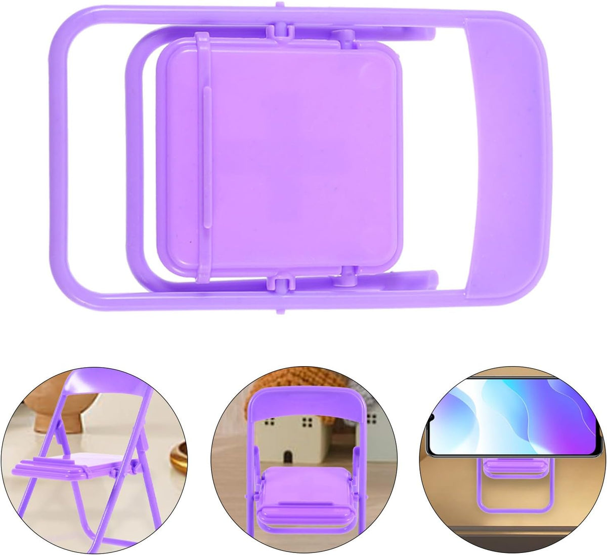 DOITOOL 10-Pack Cartoon Design Foldable Chair Phone Stand - Portable Purple Holder