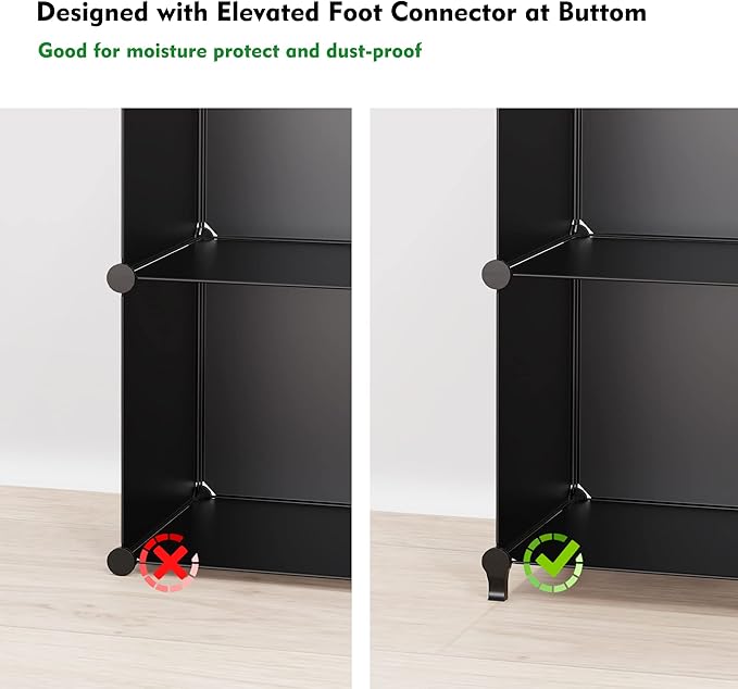 HOMIDEC Closet Organizers and Storage, 9 Cube Storage Organizer, Portable Closet Organizer Cubes Shelves for Clothes, Bedroom, Kids Room, Bathroom, Wardrobe, Garment Racks, Black