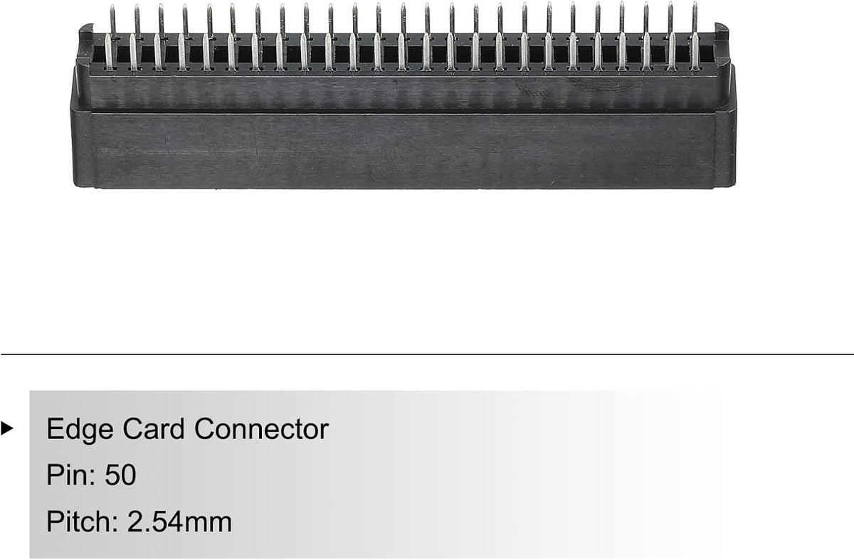 50 2.54mm PATIKIL Card Edge Connector Black Socket Straight Connection Pin Pitch for PCB Circuit Board, Game Console