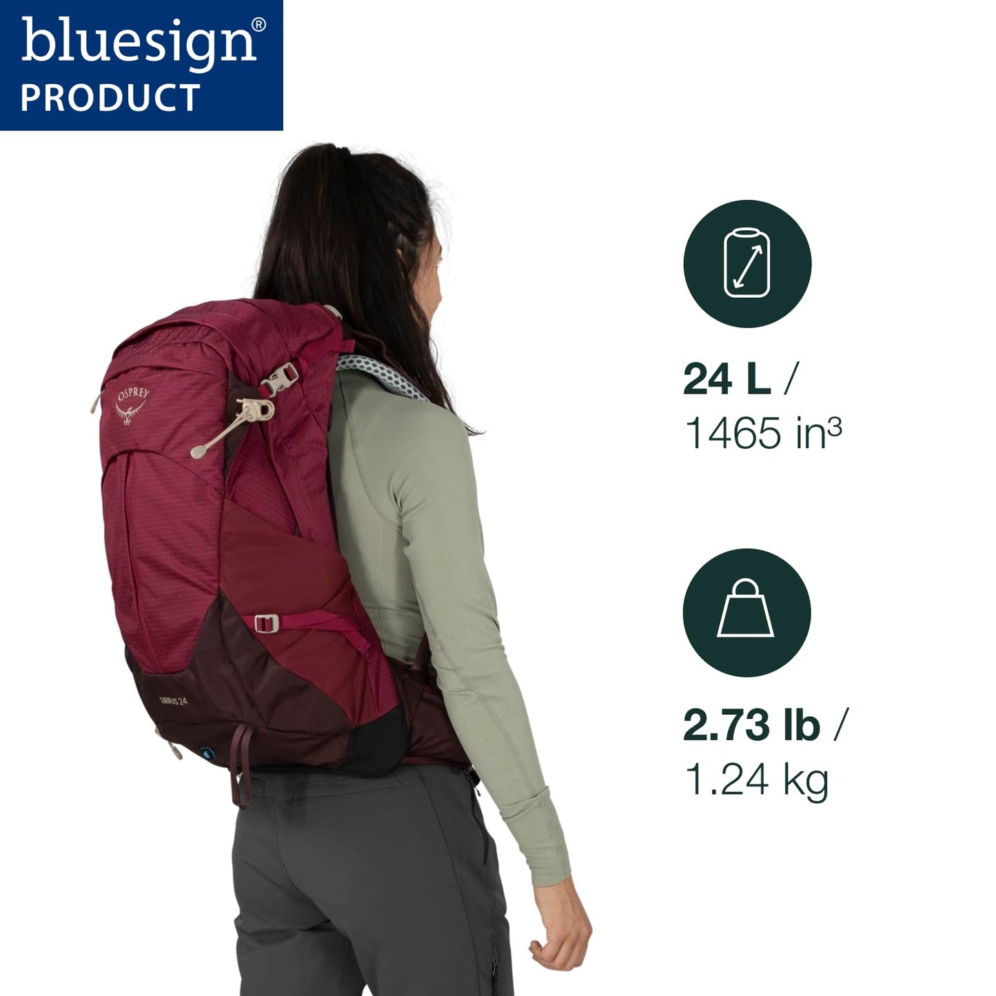 Osprey Sirrus 24L Women's Hiking Backpack, Tunnel Vision Grey