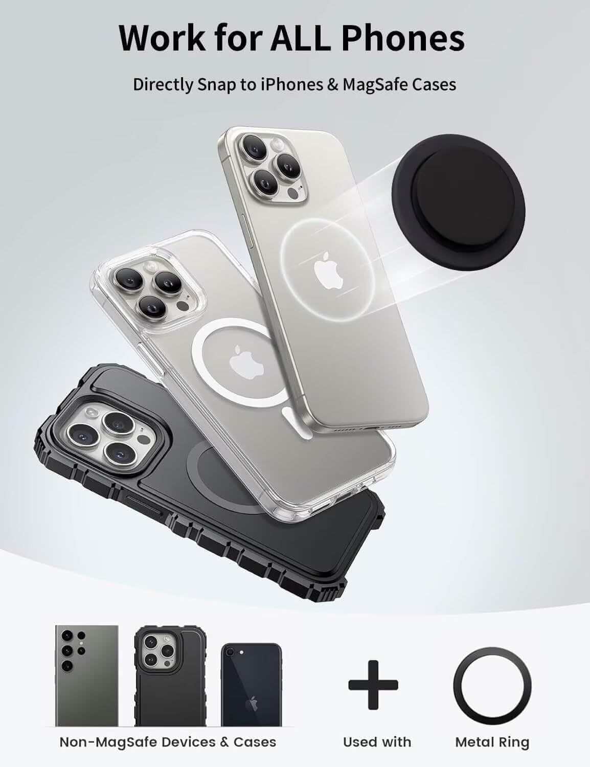 FENNIDICE Transparent Magnetic Phone Grip Compatible with MagsafeCollapsible Mobile Phones Stand Holder for Smartphone