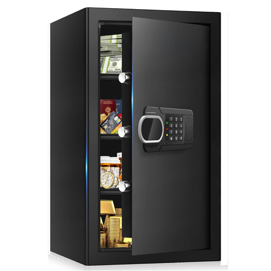 6.1 Cuft Heavy Duty Fire Security Home Safe Box, Large Floor Safe with Digital Keypad & Key Lock, Fire Proof Safes for Home with Three Removable Shelf, Anti-theft Fire Safes for Money, Cash, Documents