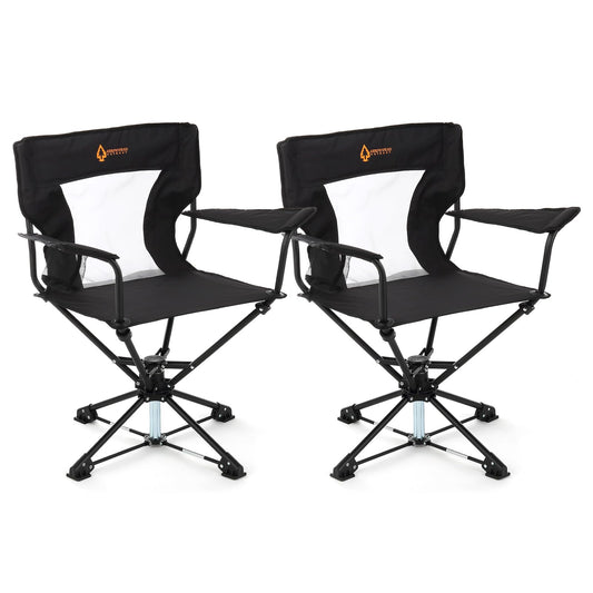 ARROWHEAD OUTDOOR 2-Pack 360° Swivel Hunting Chair Stool Seat, Perfect for Blinds, No Sink Feet, Supports up to 450lbs, Carrying Case, Steel Frame, 600D Canvas