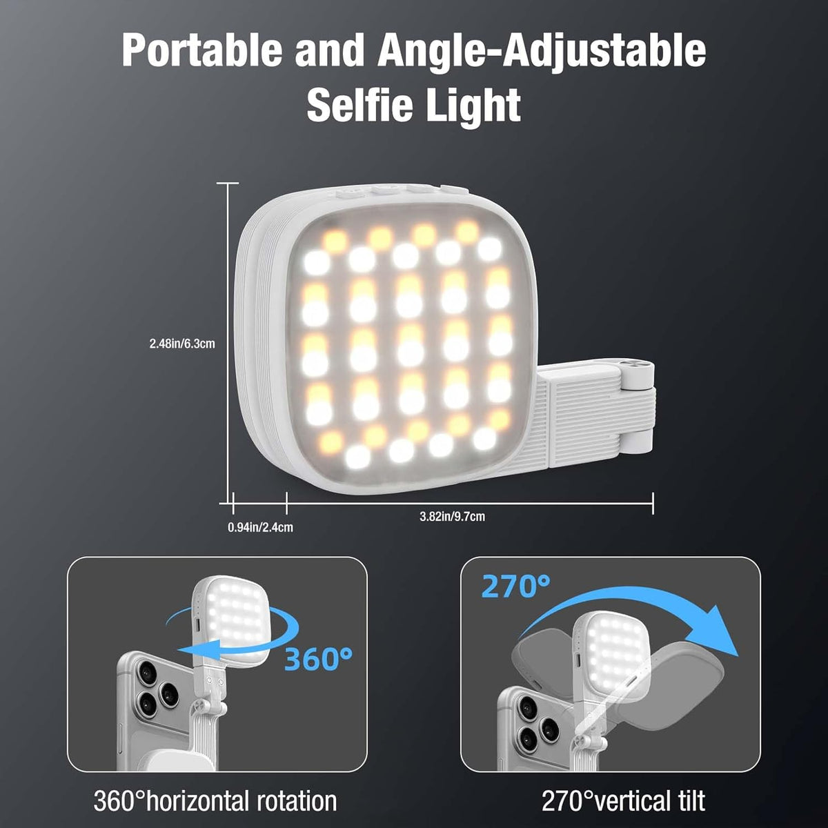 Diyife CRI95, 3 45 360 Magnetic Selfie Light for Phone, [Compatible with MagSafe] Modes, LED, Rotatable Phone Light