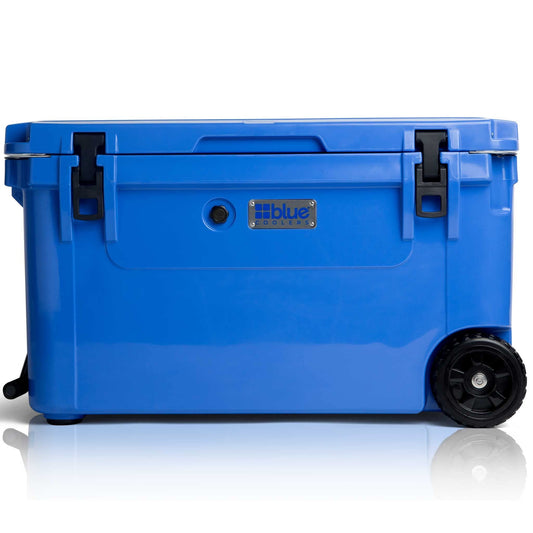 Blue Coolers Ark Series with Wheels 110 Quart, Roto-Molded Ice Cooler | Large Ice Chest Holds Ice up to 10 Days | (Blue)