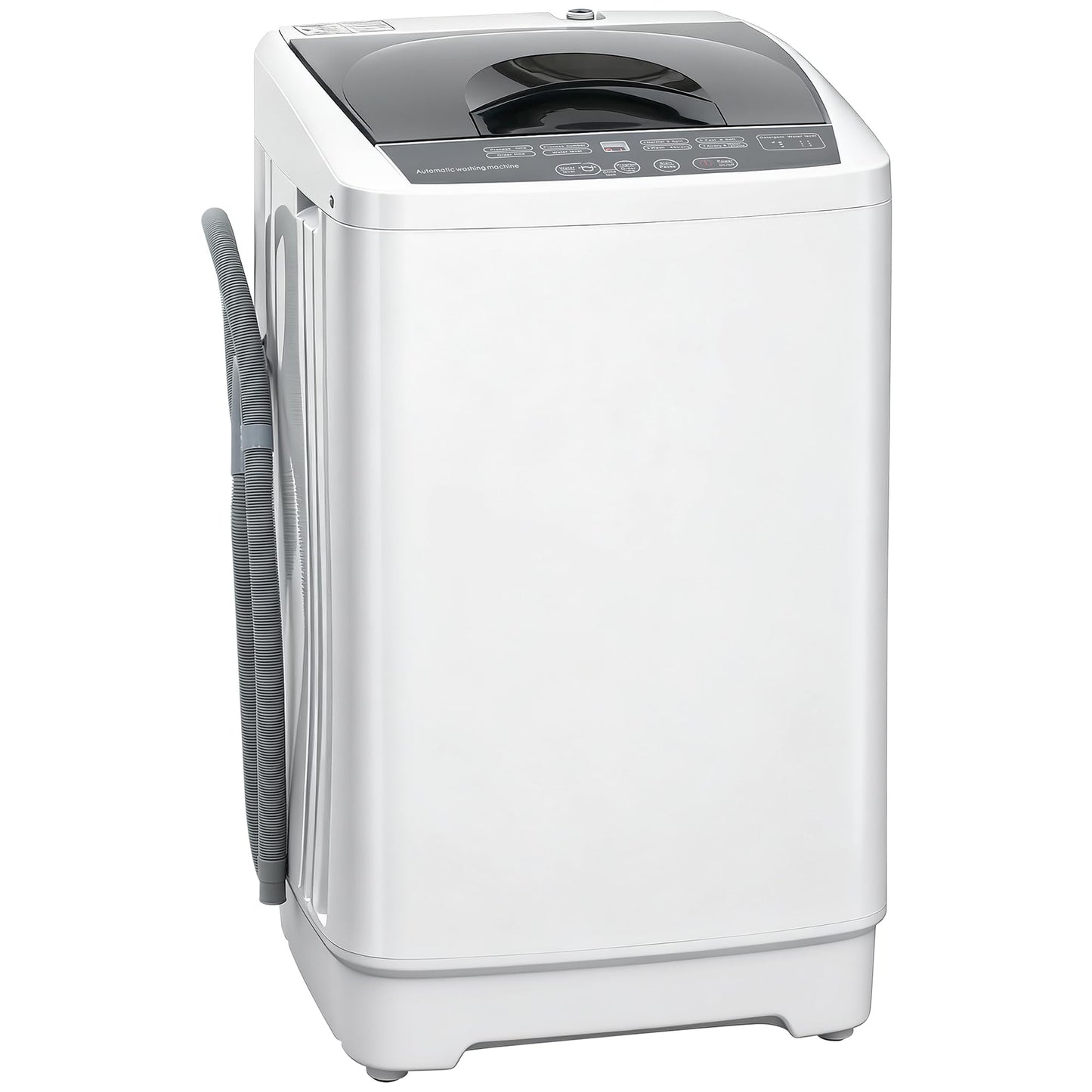 HOMCOM Portable Washing Machine, 1.3 Cu. Ft. Compact Washer with 8 Programs, 6 Water Levels, LED Display, Child Lock, Drain Pump, 9.9lb Full Automatic Washing Machine for Apartments, Dorms, RVs, White