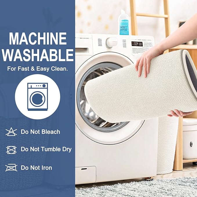OLANLY Thick Memory Foam Bath Mat Rug 44x24, Extra Soft Absorbent Bathroom Rug, Quick Dry Bath Mats, Non-Slip, Machine Washable Carpet for Bathroom, Tub and Shower, Home Decor Accessories, Ivory