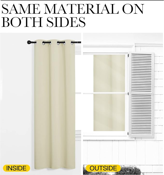 NICETOWN Room Darkening Curtain Panels - Baby Room Curtains 95 inches Long, Privacy Draperies (Beige, 42 inches Width, 1 Pair)