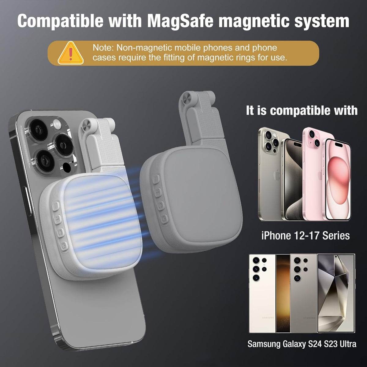 Diyife CRI95, 3 45 360 Magnetic Selfie Light for Phone, [Compatible with MagSafe] Modes, LED, Rotatable Phone Light