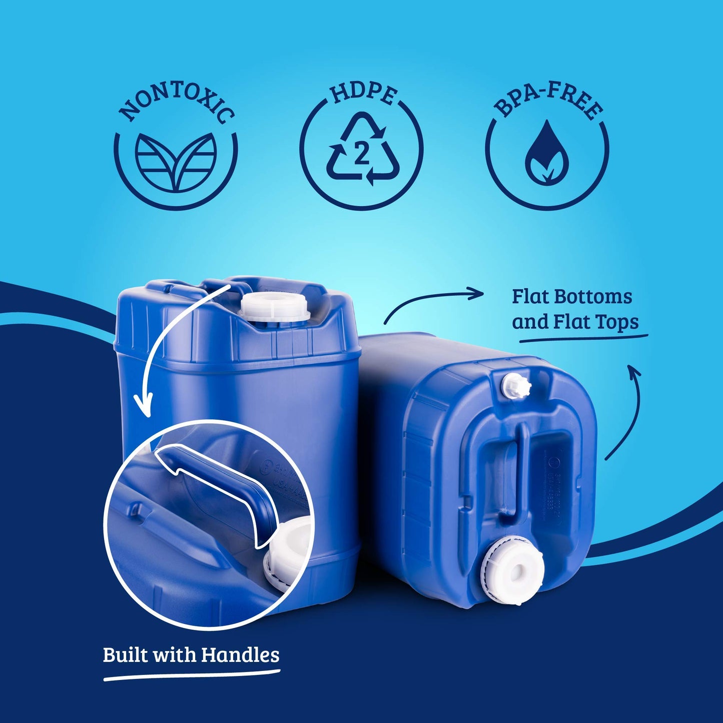 Saratoga Farms 5-Gallon Stackable Water Storage Containers, Emergency Water Storage for Camping and Disaster Preparedness, 100 Gallons
