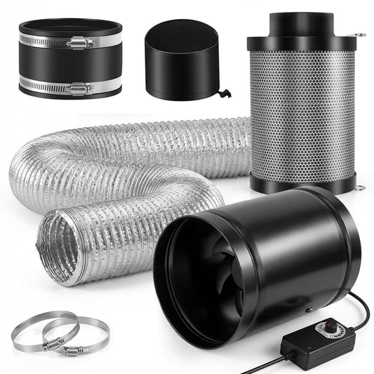 ATOUR 6" Air Filtration Kit, 350 CFM Inline Duct Fan with Speed Controller, Carbon Filter & Ducting Ventilation System for Heating Cooling Booster, Grow Tents, Hydroponics