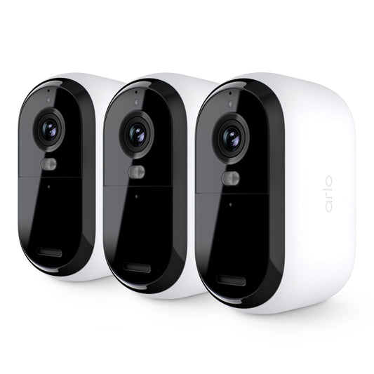 Arlo Essential Security Cameras Wireless Outdoor 1080p HD (2nd Gen, 2023 Release) - Battery Power, Person Recognition, Package Detection, Animated Preview, 1-Month Trial of Secure Plan, 3 Cam, White